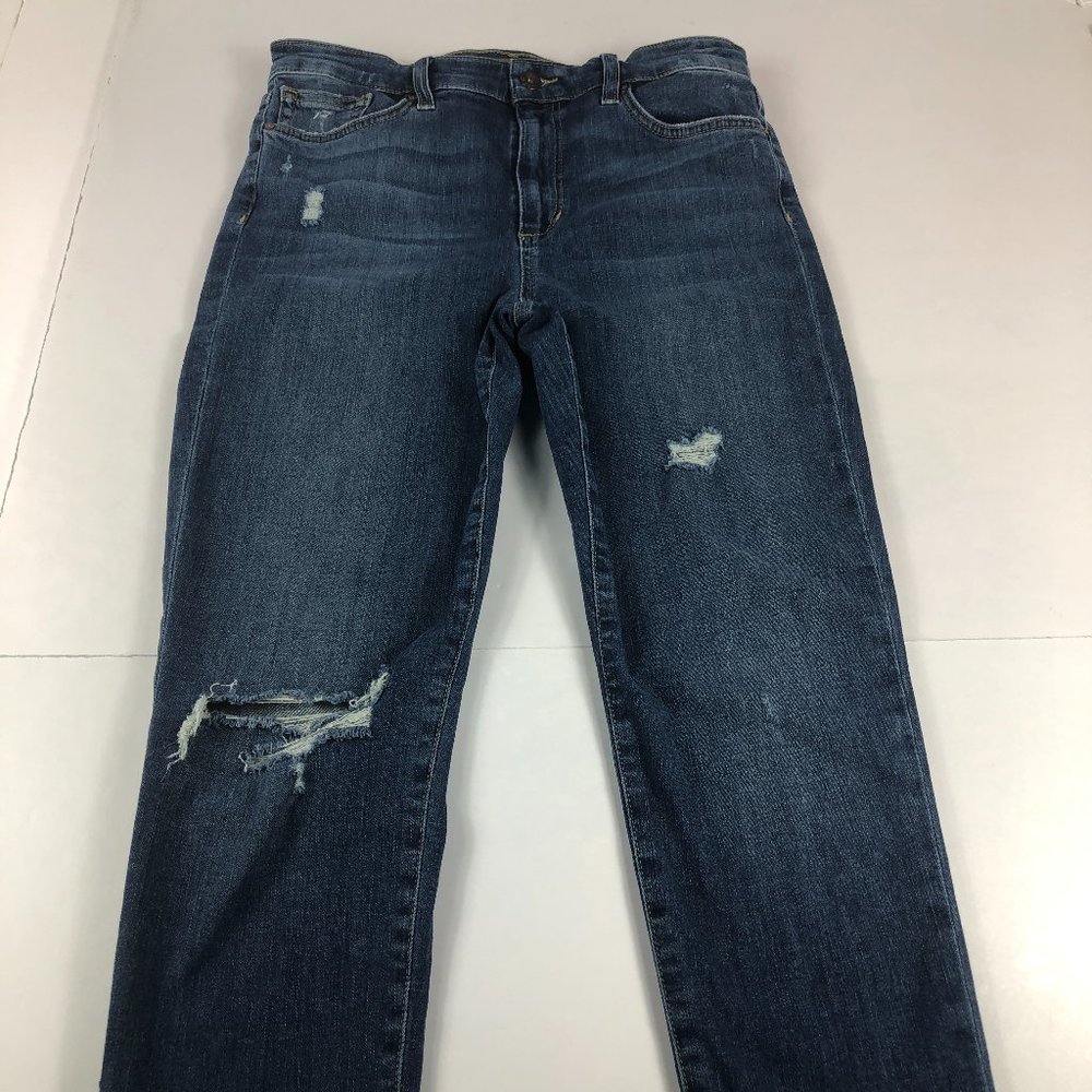 Joe's Jeans Women's 29 High Rise Cropped Blue Distressed Stretch Denim Pants